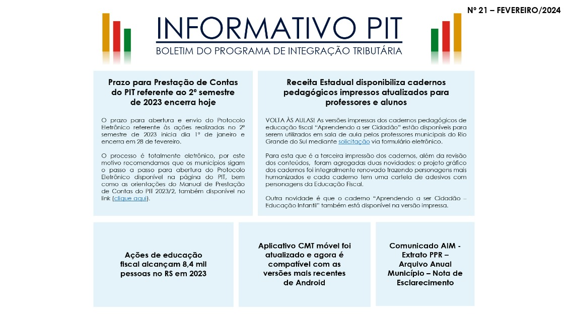 INFORMATIVO DO PROGRAMA DE INTEGRAÇÃO TRIBUTÁRIA